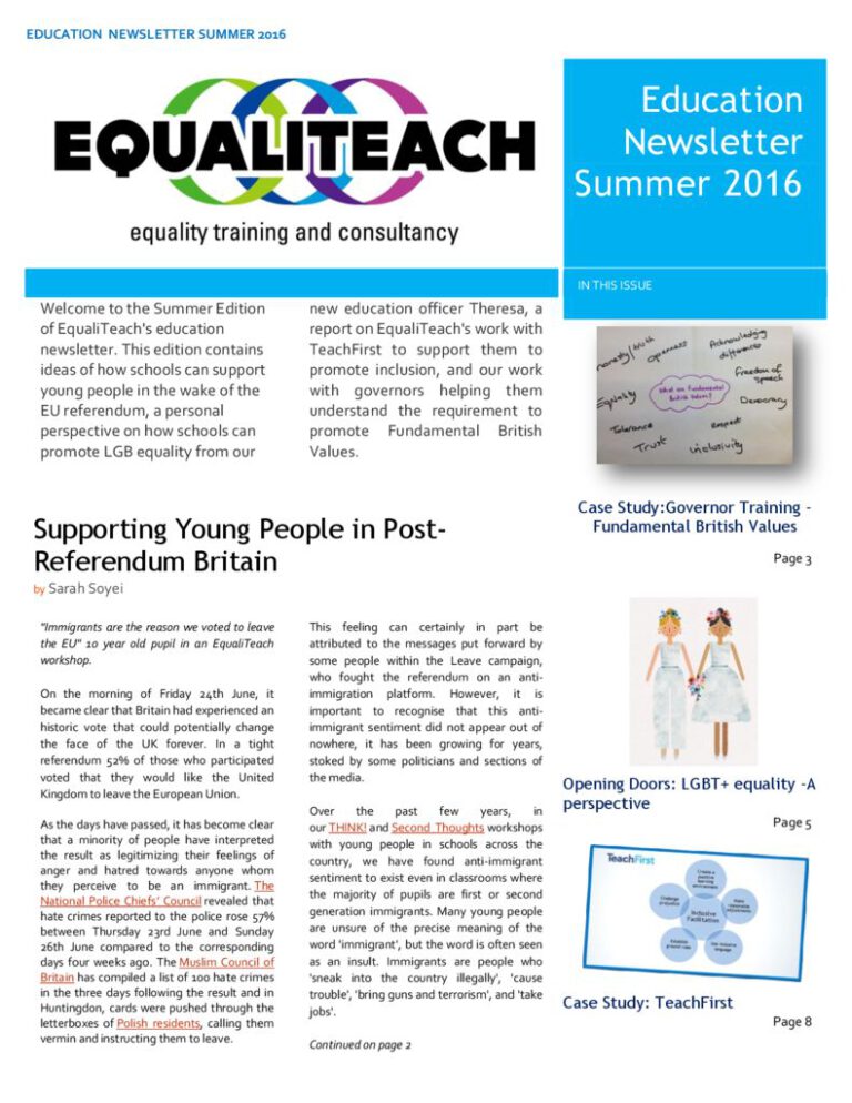 thumbnail of EqualiTeach Newsletter Summer 2016